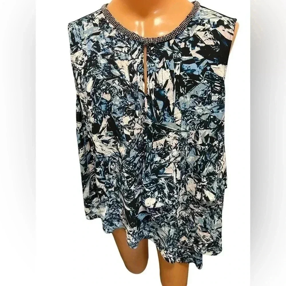 Jennifer Lopez Women’s Size 3X Tank Top with jeweled collar and asymmetrical hem